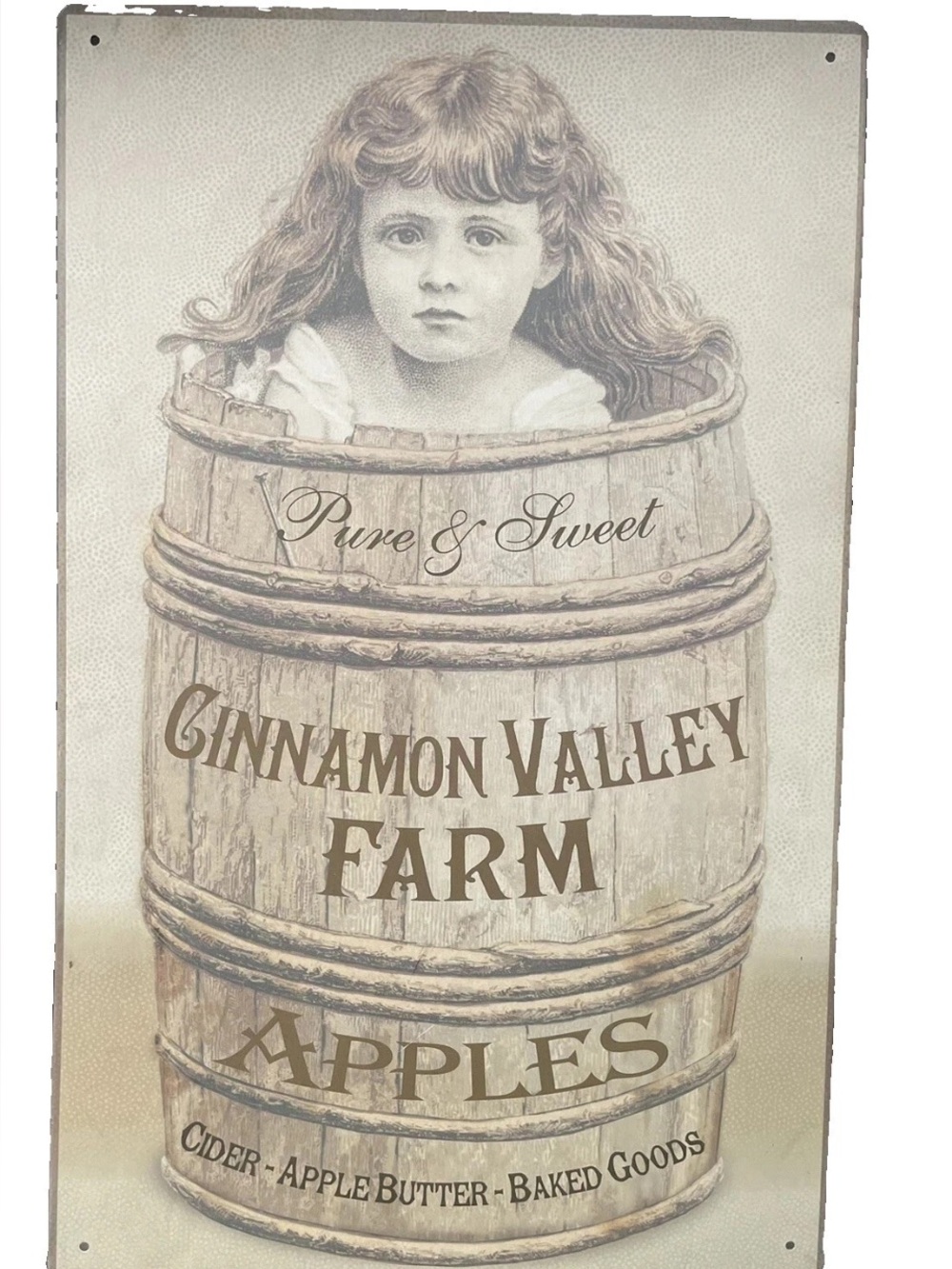 Vintage Rustic Cinnamon Valley Farm Apples Orchard Country Tin Metal Sign 16”